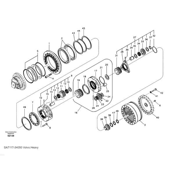 SA7117-34050 SA1143-01100 VOE14569653 VOE14528735 VOE14613849 Excavator Travel Gearbox Fit EC240 EC240B EC235D