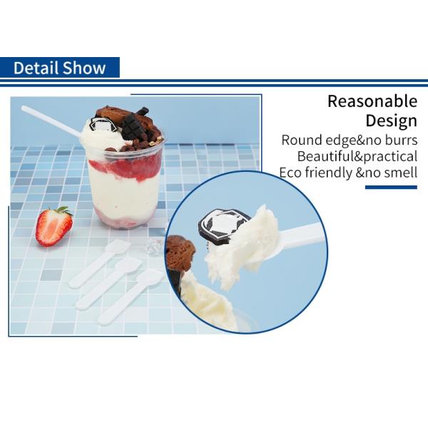 Curved Alcas PLA Disposable Ice Cream Spoon Custom Logo