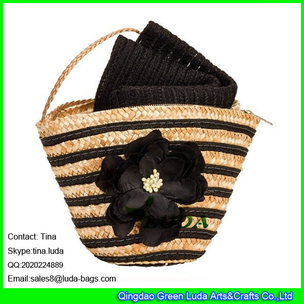 LUDA mini straw handbag fashoin stripe children shoulder straw bag