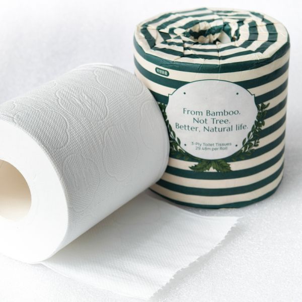 Custom 3-Ply Biodegradable Bamboo Toilet Paper Roll Soft Virgin Pulp Bathroom Tissue with Bamboo Towel Made-to-Order