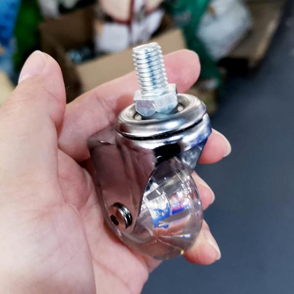 2 Inch Clear PU Furniture Casters Chrome Painted Good Looking Swivel Stem Transparent Caster Wheels