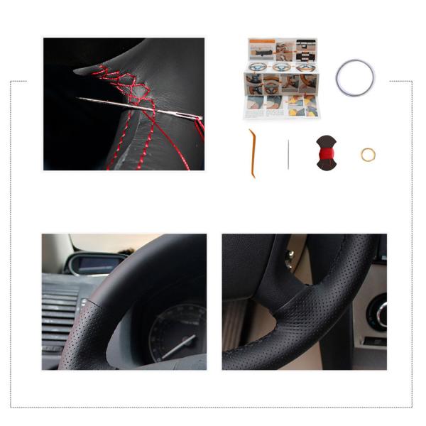 Skoda Fabia 2005-2010 Black Genuine Leather Steering Wheel Cover with 3-Spoke Wheel