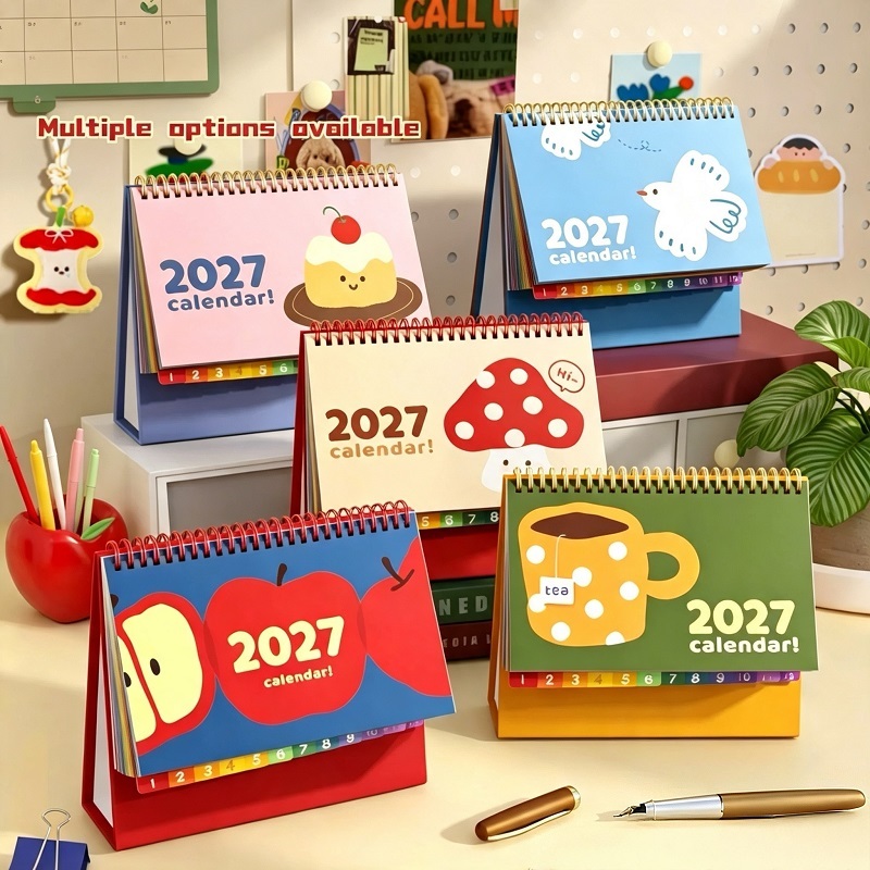 Desk Calendar 2027 With Index Tabs And Planner Stickers For Office Planning