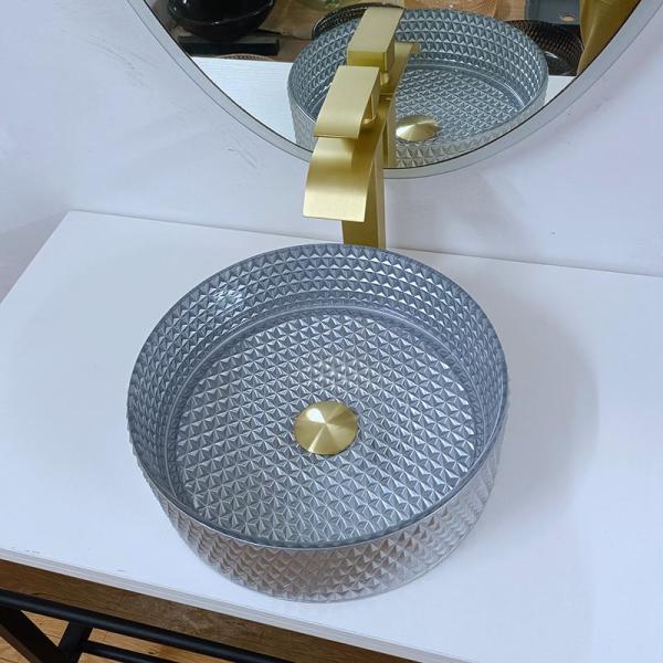 Самый последний цвет серебра тазов мытья столешницы стиля, круглый Bathroom 360*360*112mm шара раковины