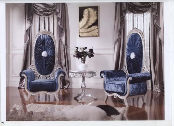 Blue Gold Velvet Modern Classic Leisure Armchair For Noble