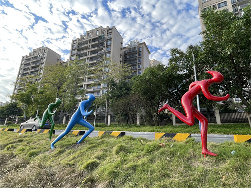 Cycling Race Outdoor Garden Sculptures Multicolor Handmade For Theme Park