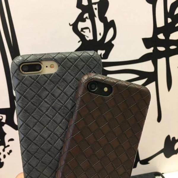 Hard PC&PU Simple High-grade Weave Pattern Skin Back Cover Cell Phone Case For iPhone 7 6s Plus