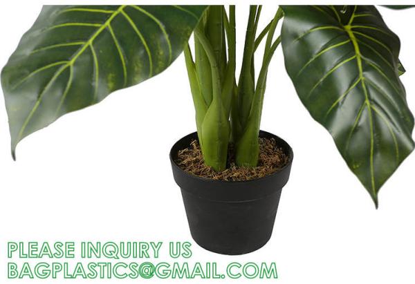 Artificial Monstera Deliciosa Plant 37 Fake Tropical Palm Tree, Perfect Faux Swiss Cheese Plants in Pot