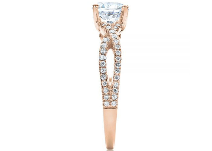 Коготь устанавливая 18K поднял кольцо золота 0.8ct с диамантом GIA GH VS1