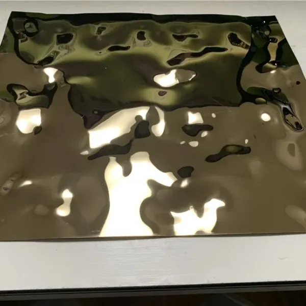 Mirror Gold Color Water Ripple Stainless Steel Sheet 304 Grade for Decorative Ceiling Panels