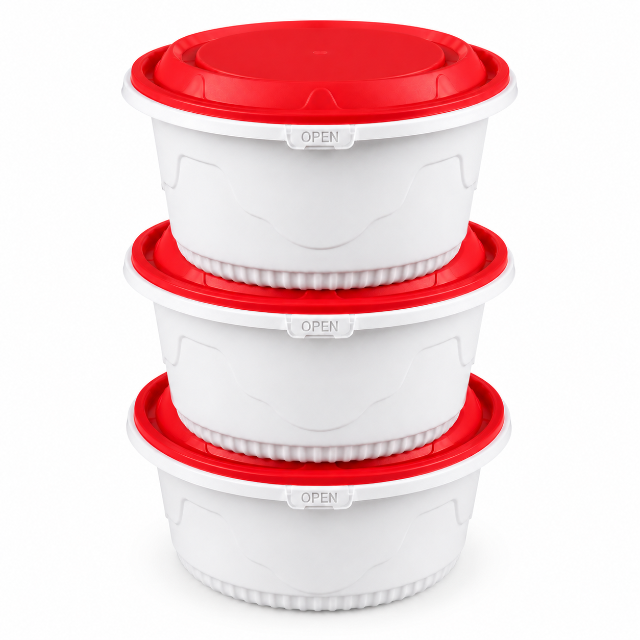 1580ml Extra Large PP Food Snap Lock Bowls Tamper Evident Bulk Catering