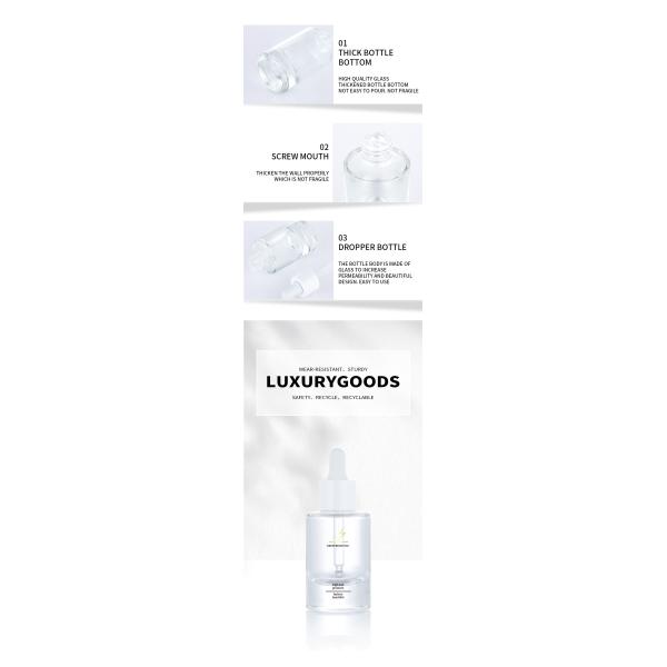 Обслуживание OEM / OEM прозрачная матовая бутылка-капельница для волос на 30 мл с жидким эфирным маслом