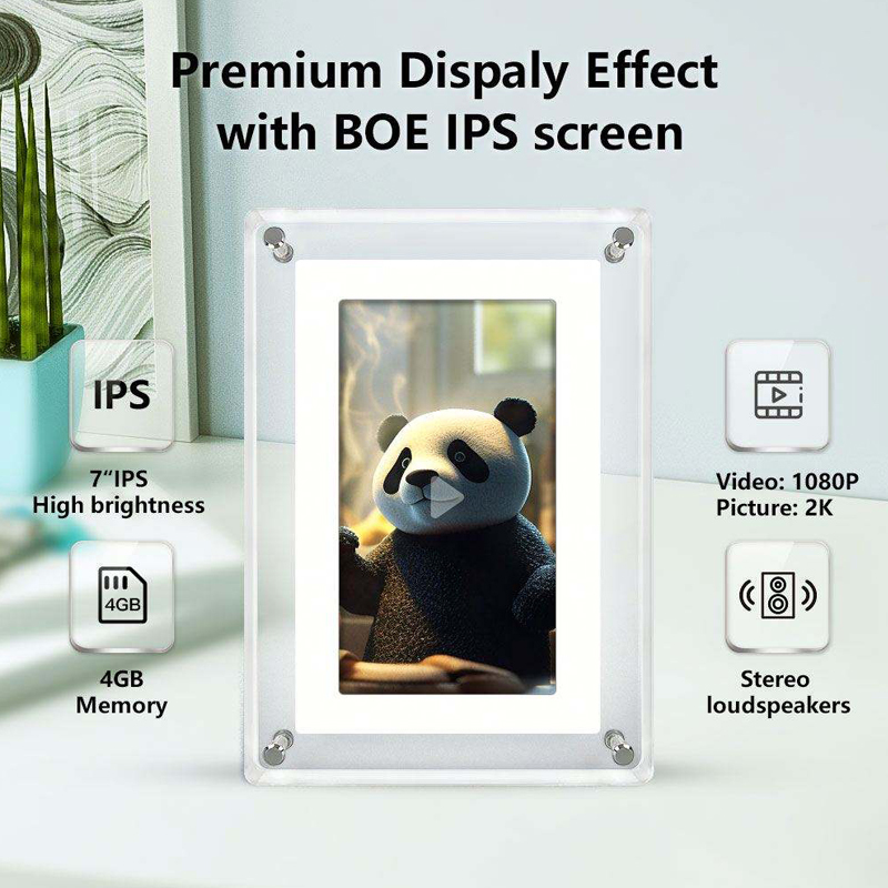 7 Inch Acrylic Digital Photo Frame HD Touchscreen Wi-Fi Touch Display 4GB 16GB 32GB Video Playback Family Gift