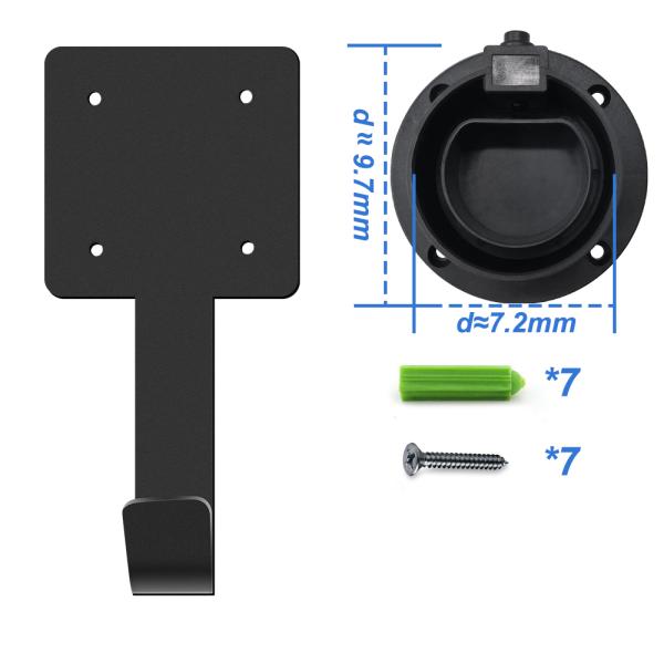 IEC62196 Type 2 EV Plug Holder Black Steel With Cable Management