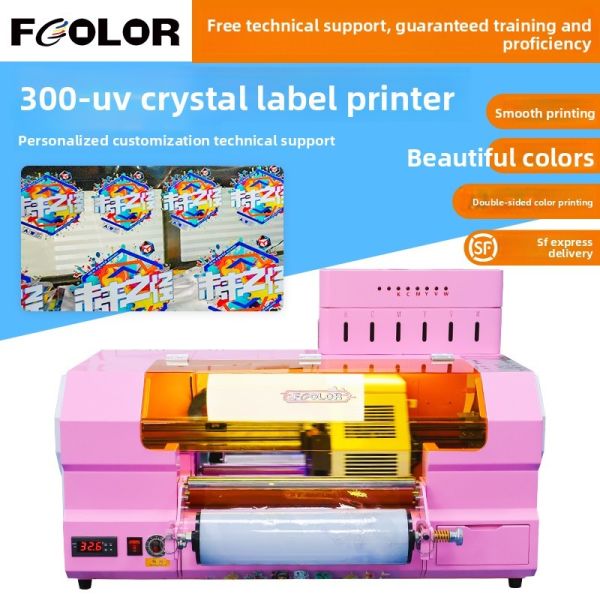 FCOLOR UV DTF Printer Crystal Label UV Color White Double-Sided Small Printer Roll Logo UV Label Glossy