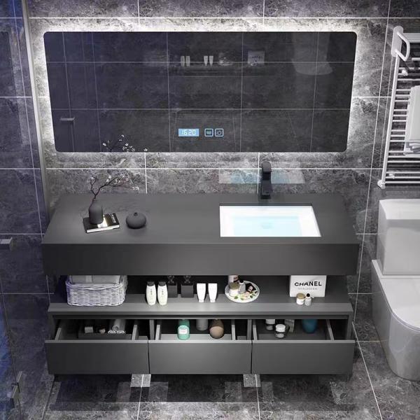 Luxury Rock Plate Integrated Bathroom Cabinet Hotel Toilet Wash Basin