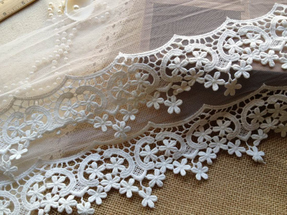 Вышитая годом сбора винограда отделка шнурка нейлона Тюль на платье 22КМ дам с белизны