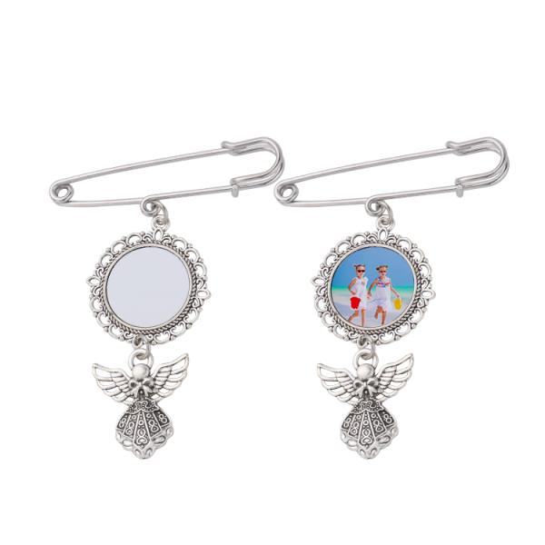 Customizable Personalized Angel Wings Metal Sublimation Brooch Wings Brooch
