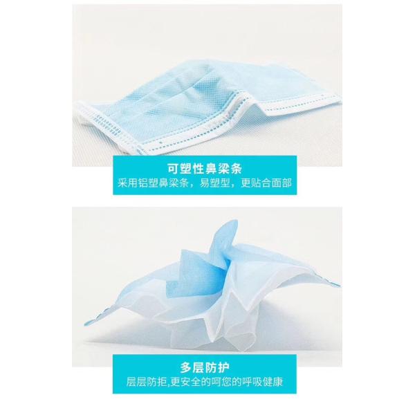 3-plyer Surgical Mask Anti-coronavirus color blue disposable earloop