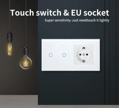 Euro Standard Tipo 157 2 Gang Touch Switch Socket Combination para caixa de montagem circular