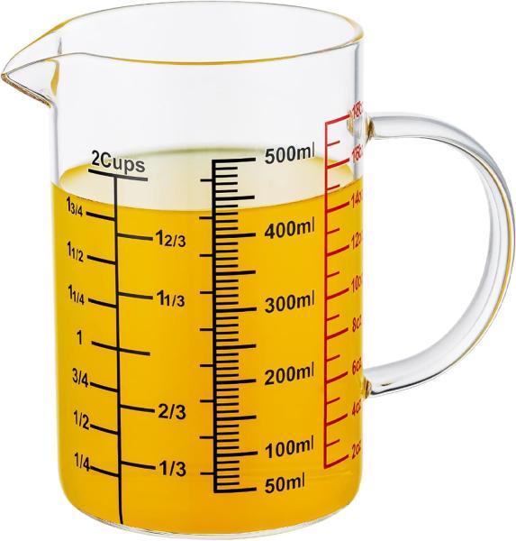 Glass Measuring Cup-[Insulated Handle | V-Shaped Spout]-Made Of High Borosilicate Glass Measuring Cup For Kitchen