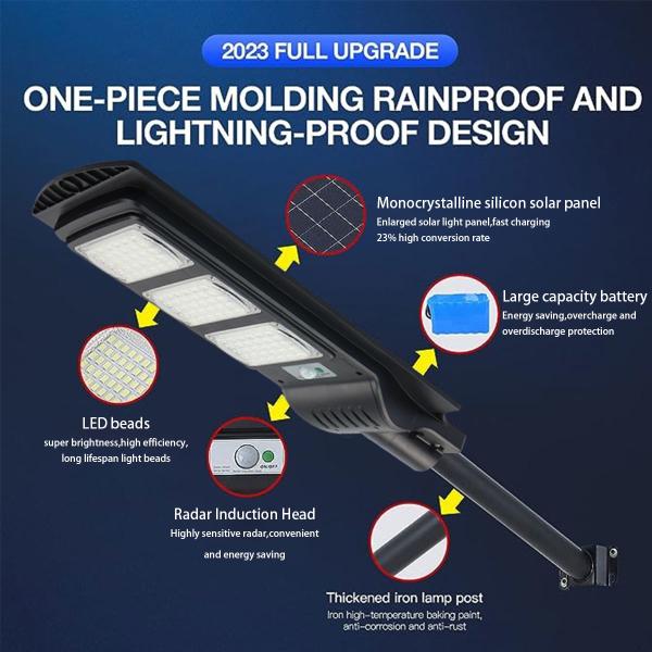 IP65 Внешняя высокая мощность Все в одном светодиодный солнечный уличный свет Алюминиевый прочный столб IK10 Защита с солнечной панелью
