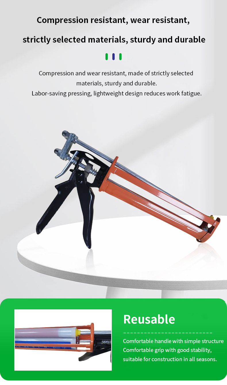 360ml Manual Epoxy Anchor Gun Construction Rebar Adhesive Guns with Power Handle Plunger Control Origin Rod Material