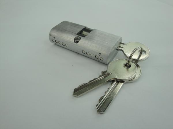 60mm Euro Profile Oval Shape Double Brass Cylinder Lock with 3 brass normal keys Surface finish Chrome brushed