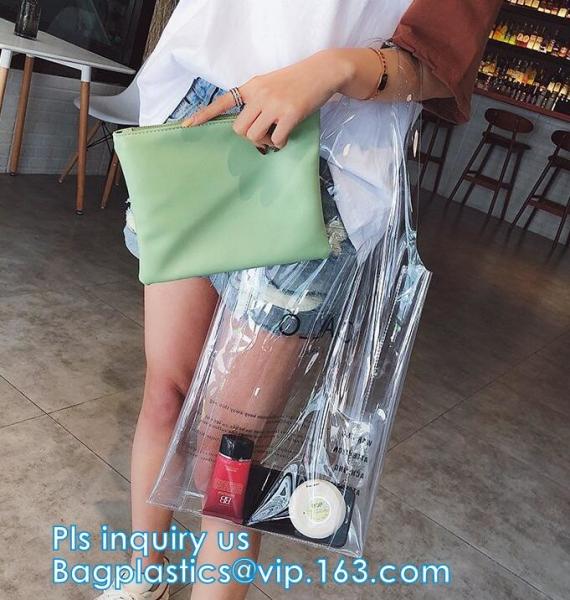 Custom Transparent Gift Pvc Tote Shopping Bag, reflective pvc shopping women's bag, shinny PVC harrods shopping bag, pac