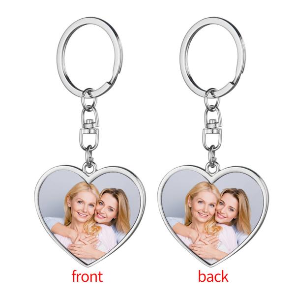 Rings à clé en métal sublimé en forme de cœur avec insertion métallique imprimable pour l'impression par sublimation
