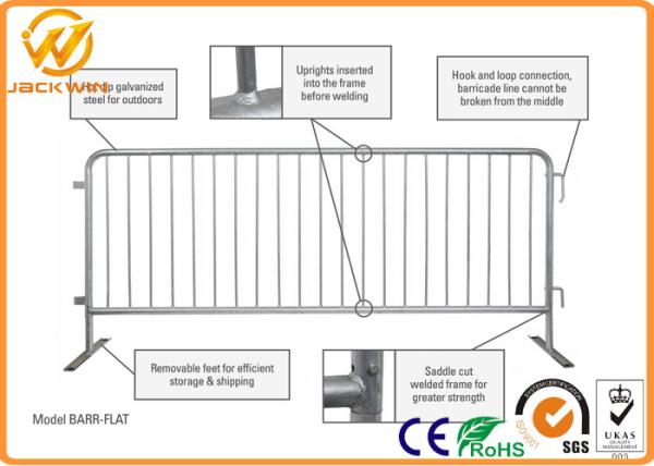 Hot Dip Galvanized metal Crowd Control Barrier , temporary barricade to party and event rental
