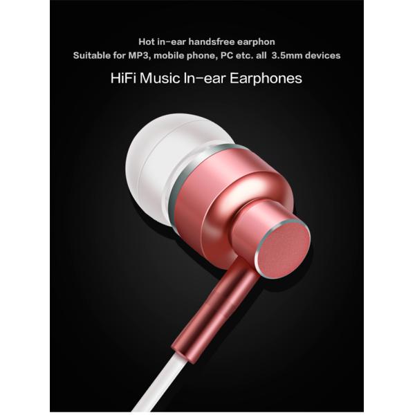 In Ear High Bass 20mw Metal Wired Earphones Mic Volume Control