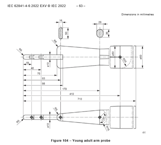 IEC 62841-4-6 2022 Figure 104 Young Adult Arm Test Probe Simulate Young Arm