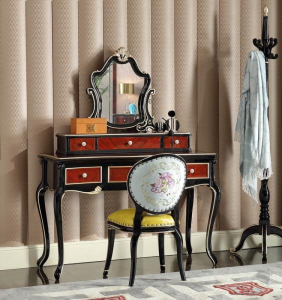Luxury house of Villa Bedroom furniture Dresser with Mirror stand in Beech wood carving