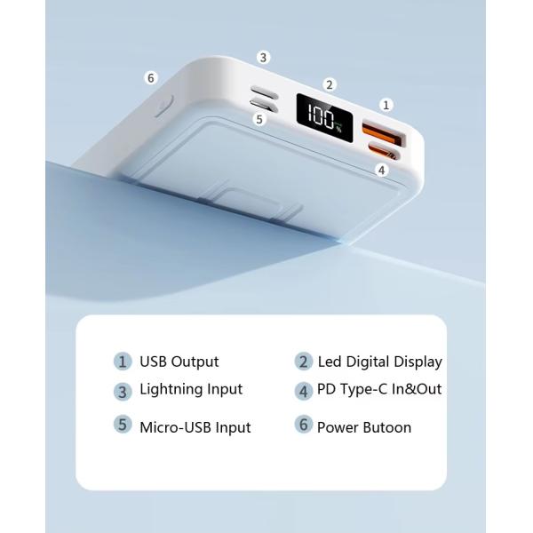 10000mah Magnetic Wireless Power Bank Portable Fast Charging Home Outdoor Portable Foldable Power Bank