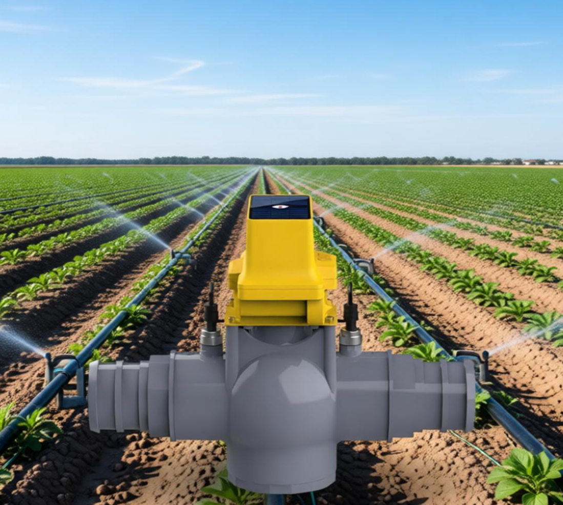 4in Smart Solar-Powered 3-Way PVC Ball Valve for Automatic Irrigation, Wireless 4G/LoRaWAN APP Control & Water Management