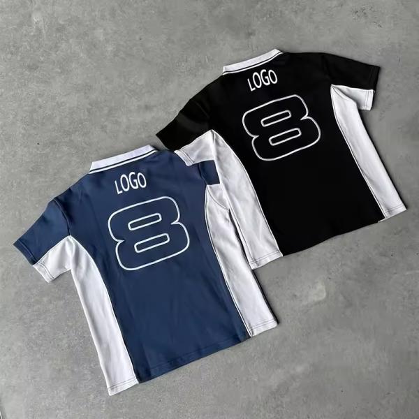 Custom Retro Soccer Jersey Embroidery Logo Design Cropped Boxy Fit Raglan Sleeves Football Shirts Screen Print Polo T-shirts