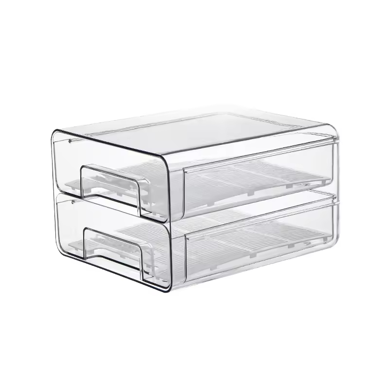 Wholesale Price Transparent Plastic Refrigerator Egg Dispenser Household Rectangle Food Freshness Preservation Container