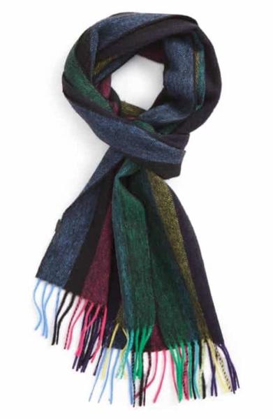 Geometric Reversible Winter Knitted Scarf  Embroidery Logo / Wool Yarn Available