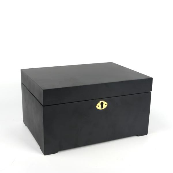 Simply Logo Printed Wooden Packaging Box Black Personalized Jewelry Box