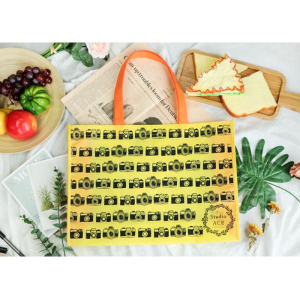 Сумки Тоте желтого цвета не сплетенные, не сплетенный Тоте бакалеи с полностью печатанием шелковой ширмы