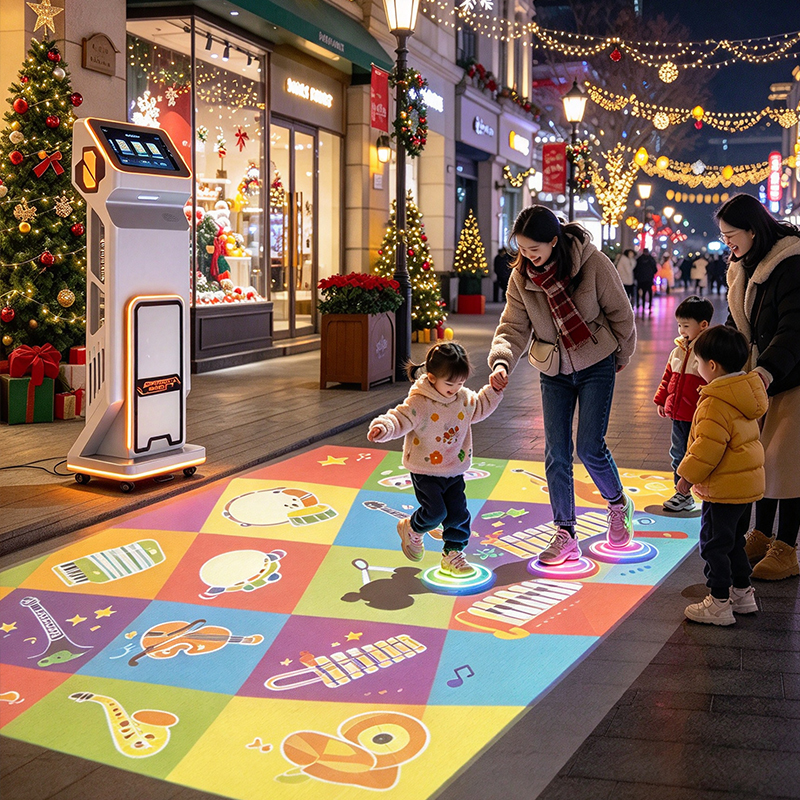 4100 Lumens Radar Sensing Interactive Floor Projection System with Caster Wheels Mobile Interactive Floor Projector