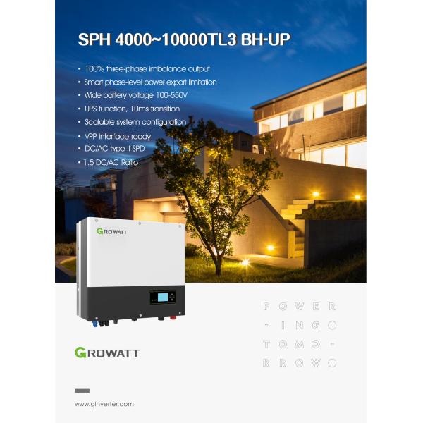 Growatt 4KW 5KW 6KW 7KW 8KW 10KW Three Phase Hybrid Inverter DC/AC Inverters 505/453/198mm