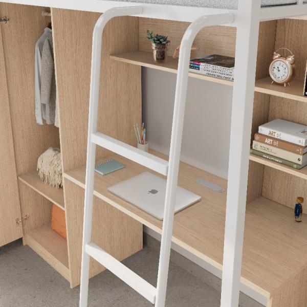 2000 X 900 X 2120mm School Dormitory Bunk Bed Frame With Desk And Locker