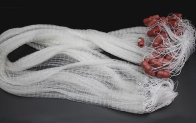 White Handmade Commercial Fishing Net Nylon Gill Netting Double Knot Type