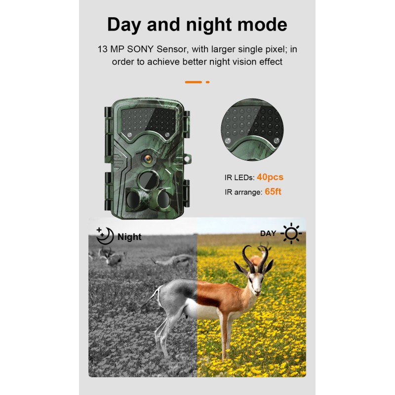 Trail Camera - 4K Game Camera with Night Vision, 0.05s Activation Motion Activated Hunting Camera, IP66 Waterproof Camera