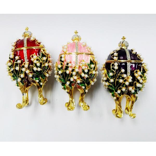 Enameled Easter Egg Jewelry Box wholesale easter egg metal Faberge Egg Jewelry Boxes Trinket Boxes decor metal gift