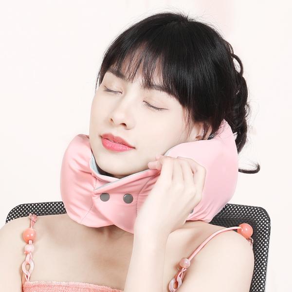 Custom Logo U-Shape Inflatable Memory Foam Travel Neck Pillow for Office and Car Seat