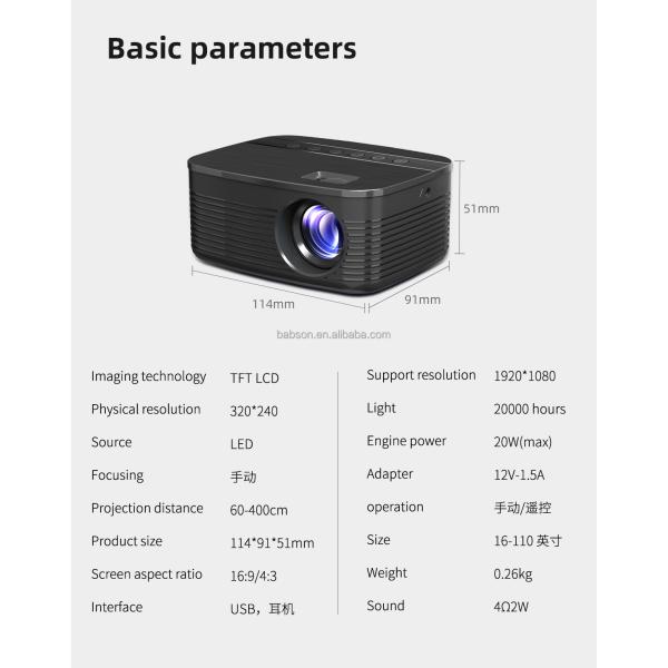 Mini Portable 16:9 LCD Video Projector 2GB ROM and 2G RAM Home Theater Smartphone Media Player Star200
