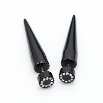 Circle Clear Gems Black Spiral Ear Tapers 18G 1mm Acrylic Faux
